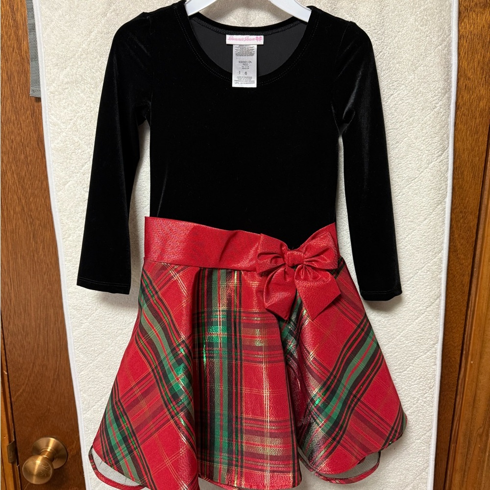 Bonnie Jean Girls Black and Red Plaid Dress/Christmas Dress